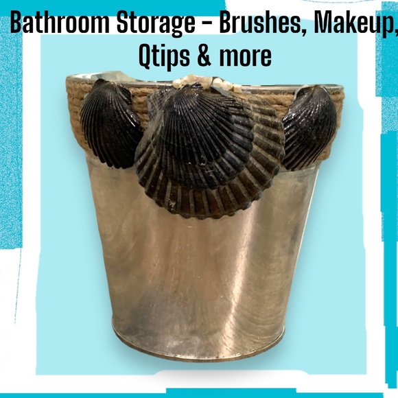 Shabby Chic Boho Shell Decor Utensil Holder, Bathroom Decor, Brush Holder & more - Picture 1 of 7
